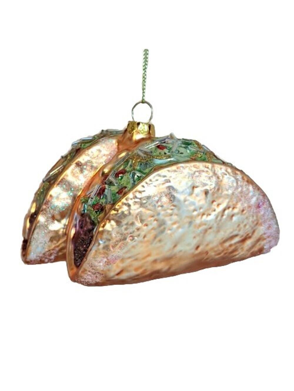 Tacos December Diamonds Glass Christmas Ornament 79-81719 4" Food Decor Holiday